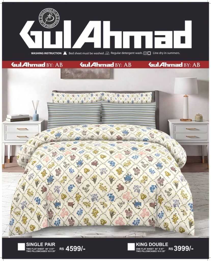 GUL AHMAD  BED SHEETS-PERCALE-FINISH-