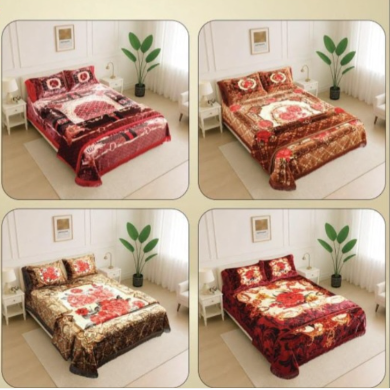 EMBOSSED-BED COVER 4PCS -SET-USMAN BRAND-WHITE CLOUD - Image 2