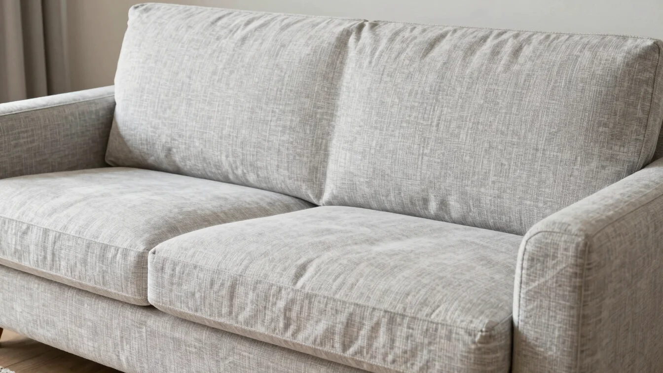 Natural-light product photograph of a patterned sofa cover on a l