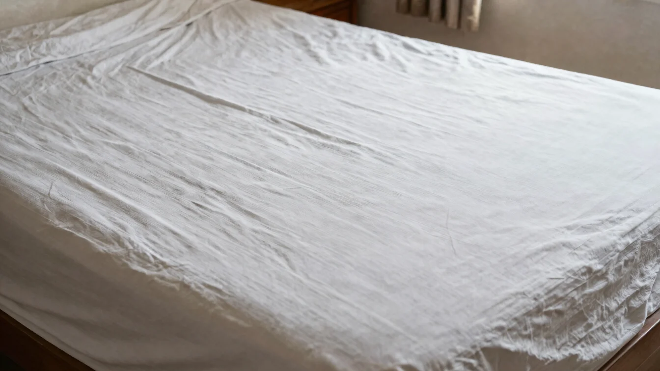 Bedsheet neatly spread on an ordinary bed in a Pakistani home, soft natural daylight, calm everyday mood